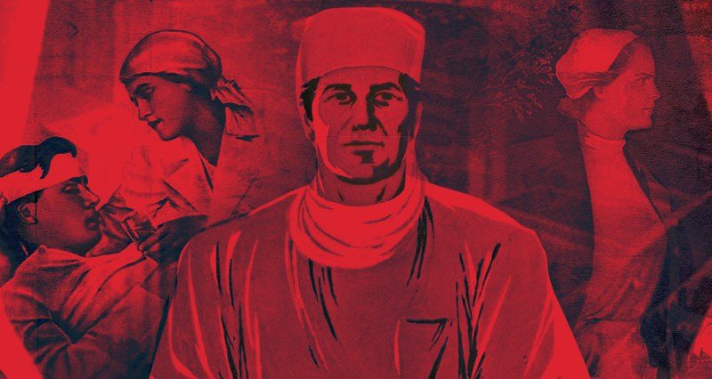 Doktorlar ve salgın hastalıklarla ilgili Sovyet posterleri